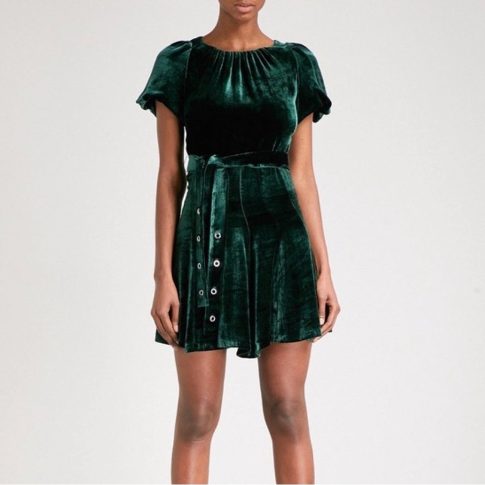 Sandro Paris green velvet dress